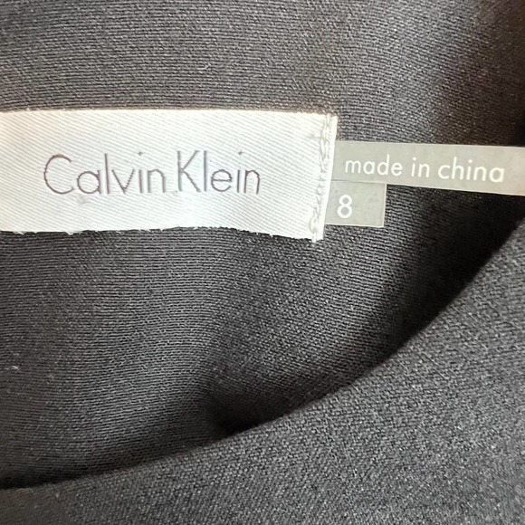 Calvin Klein Black Sheath White Piped Colorblock Sleeveless Dress Size 8 - Picture 6 of 10